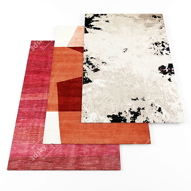 Modern Rugs Set: 5 Pieces with Textures 3D model image 1