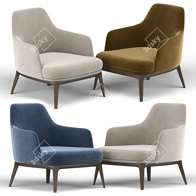 Contemporary Jane Large Armchair 3D model image 2