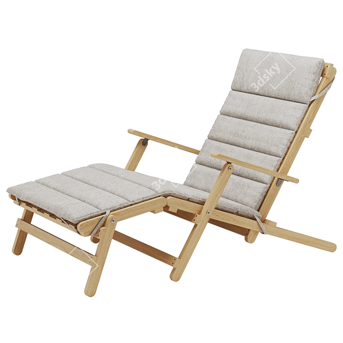 Carl Hansen Teak Deck Chair: Stylish Relaxation 3D model image 1