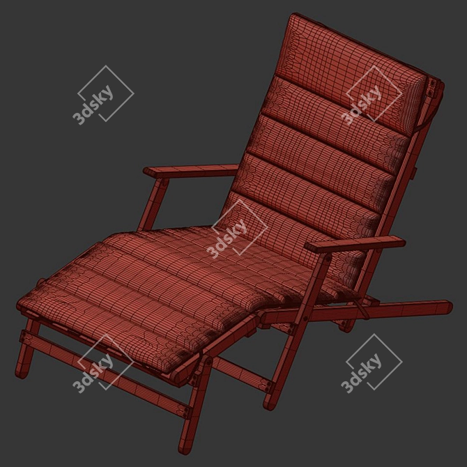 Carl Hansen Teak Deck Chair: Stylish Relaxation 3D model image 4