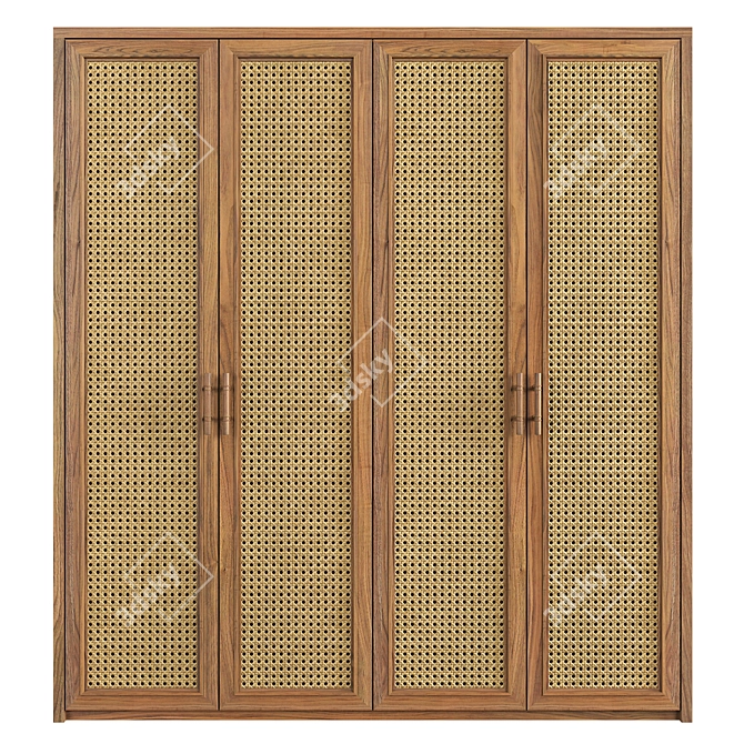 Modern Rattan Wardrobe 3D model image 1