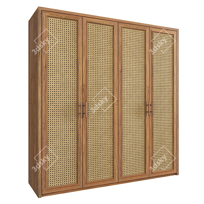 Modern Rattan Wardrobe 3D model image 2