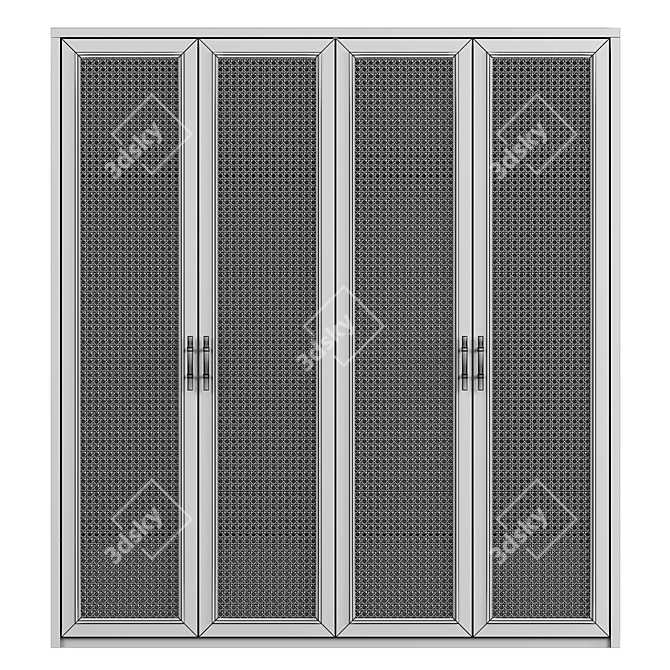 Modern Rattan Wardrobe 3D model image 4