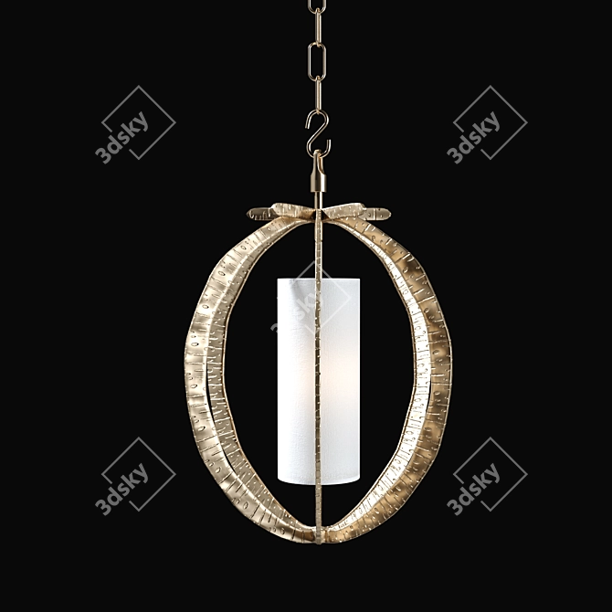 Vintage Brass Chandelier with White Shade 3D model image 2