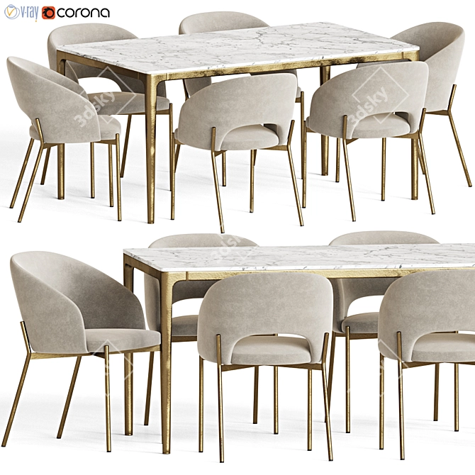 Modern Dining Set 116: Stylish, Versatile, and High-Quality 3D model image 1