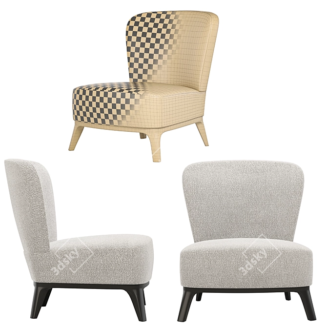 White Jolie Armchair: Modern Elegance 3D model image 3