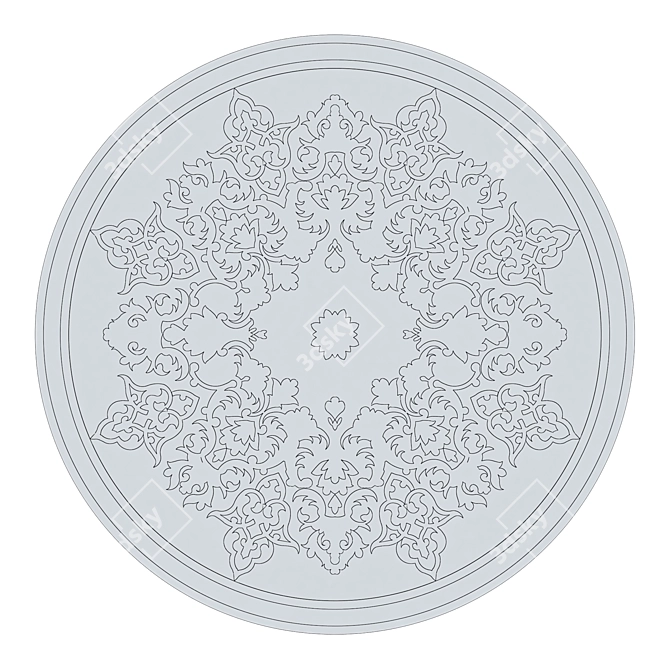 Marble Rosette Panels: Elegant and Timeless 3D model image 3