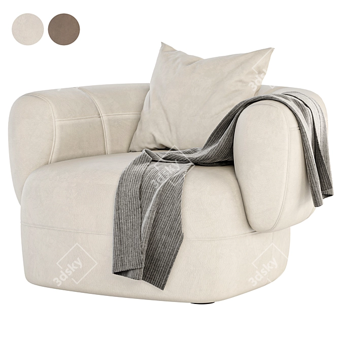 Modern Leather ARP Armchair: Stylish Comfort 3D model image 2