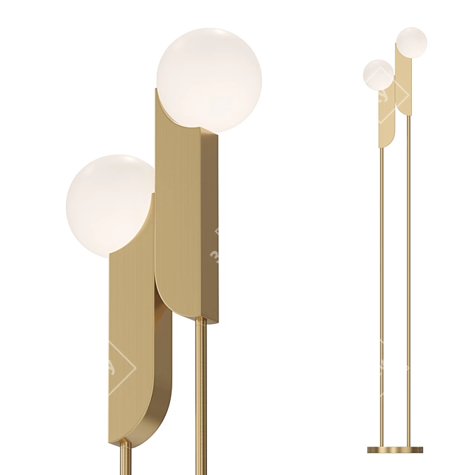 Sleek White Ball Floor Lamp 3D model image 1