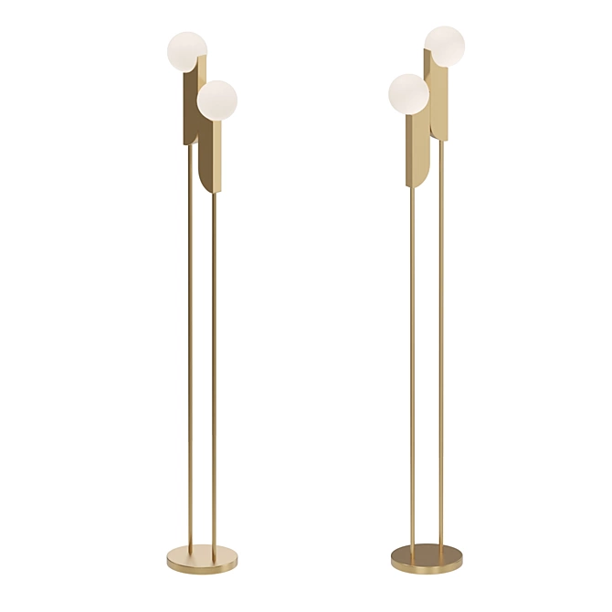 Sleek White Ball Floor Lamp 3D model image 2