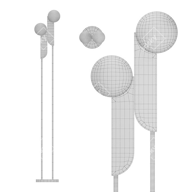 Sleek White Ball Floor Lamp 3D model image 4