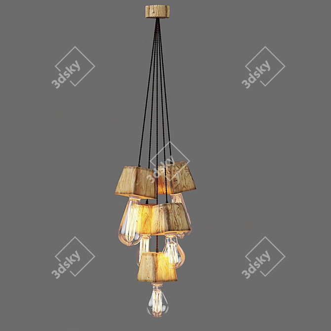 Querk_05 Handcrafted Wood Pendant Light 3D model image 4