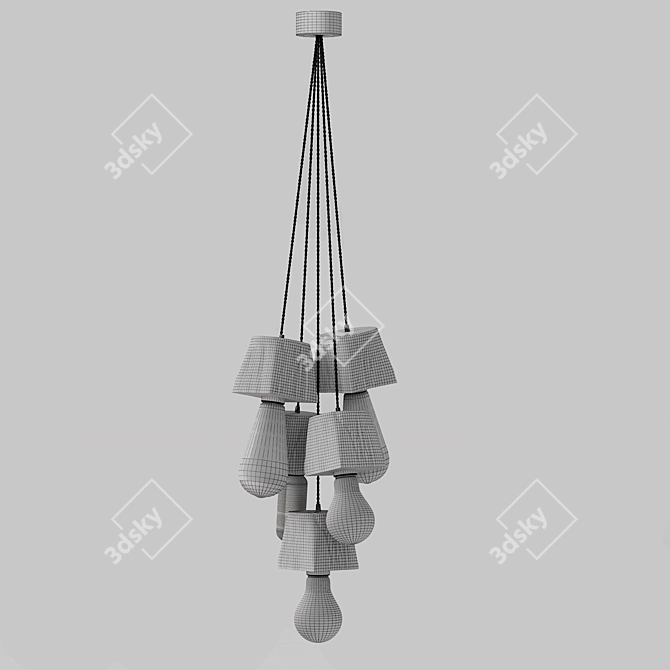 Querk_05 Handcrafted Wood Pendant Light 3D model image 5