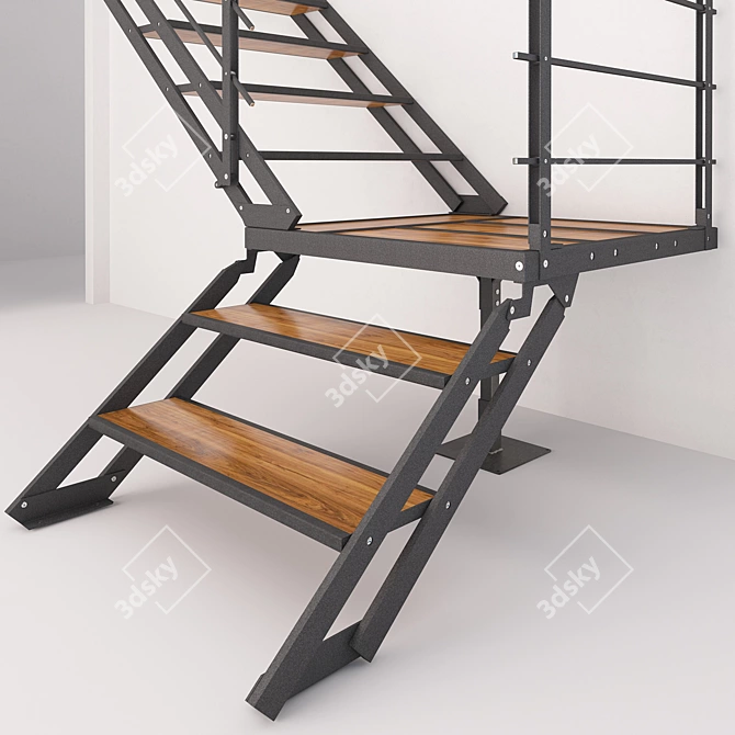 Sleek Staircase: A Modern Masterpiece 3D model image 2