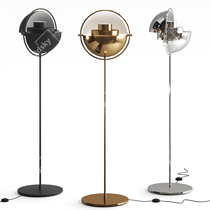 Multi-Lite Brass Floor Lamp by GUBI: Versatile Elegance 3D model image 1