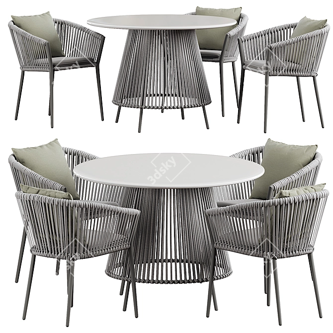 Silver Round Muse Dining Table 3D model image 1
