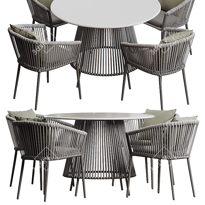 Silver Round Muse Dining Table 3D model image 2
