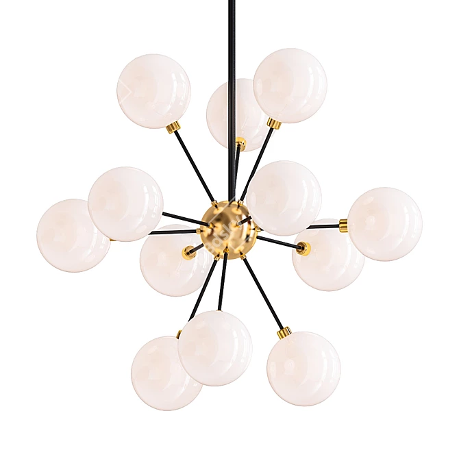 Elegant Opal Glass Pendant Chandelier 3D model image 1