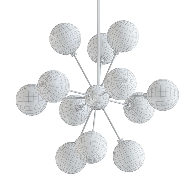 Elegant Opal Glass Pendant Chandelier 3D model image 2