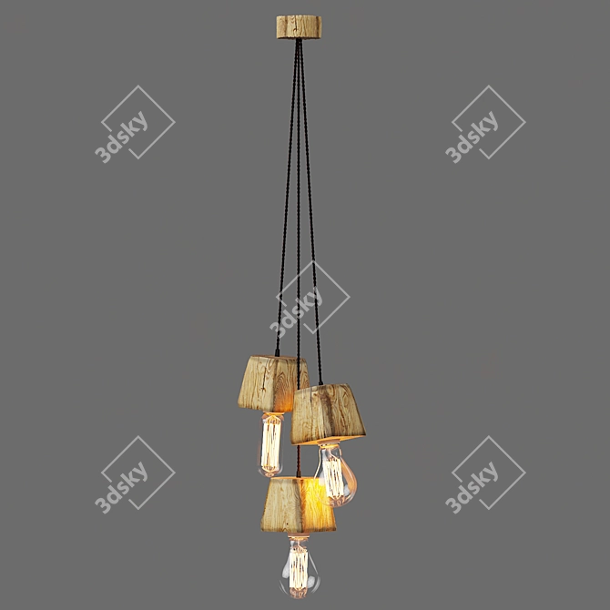 Querk_03 Handcrafted Wooden Pendant Light 3D model image 3