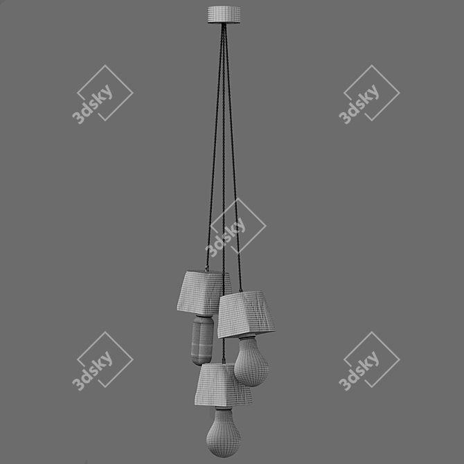 Querk_03 Handcrafted Wooden Pendant Light 3D model image 5