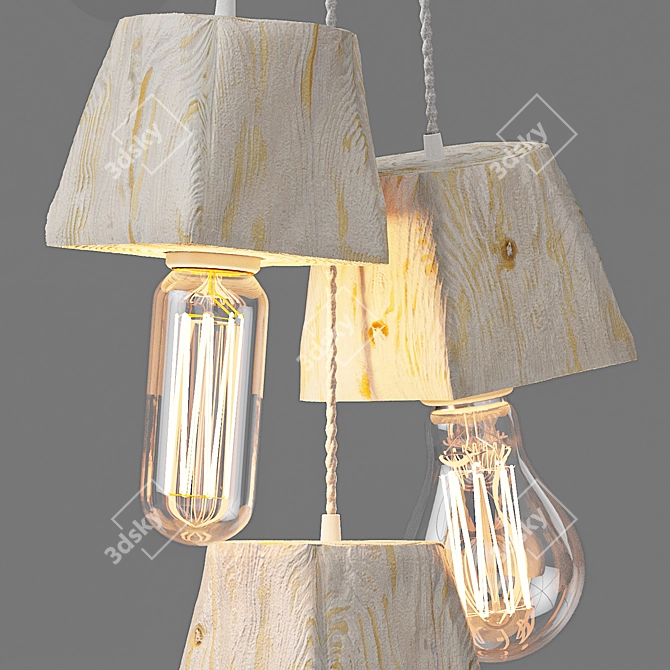 Querk_03 Handcrafted Wooden Pendant Light 3D model image 6