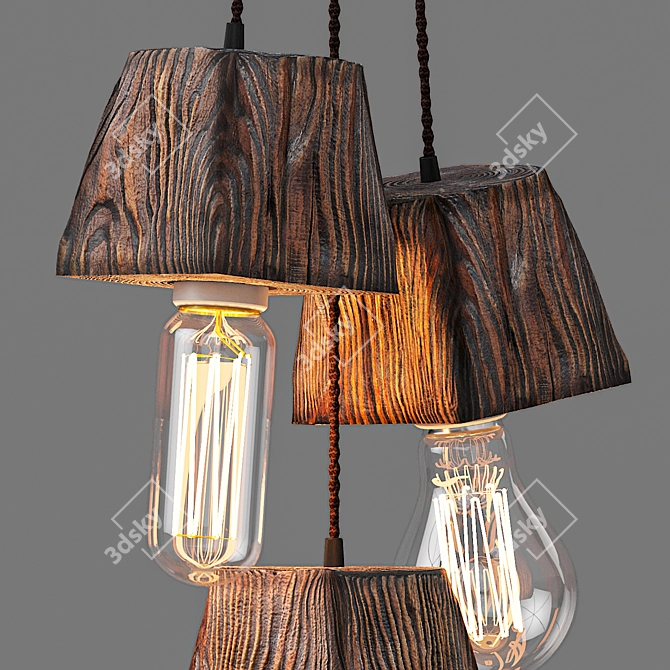 Querk_03 Handcrafted Wooden Pendant Light 3D model image 7