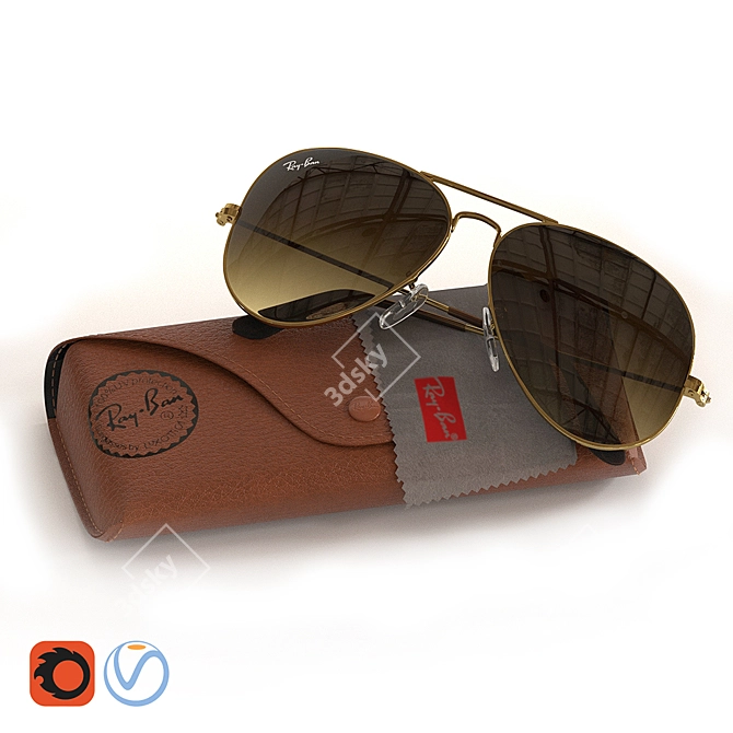 Iconic Ray-Ban Aviator Gradient Sunglasses 3D model image 6