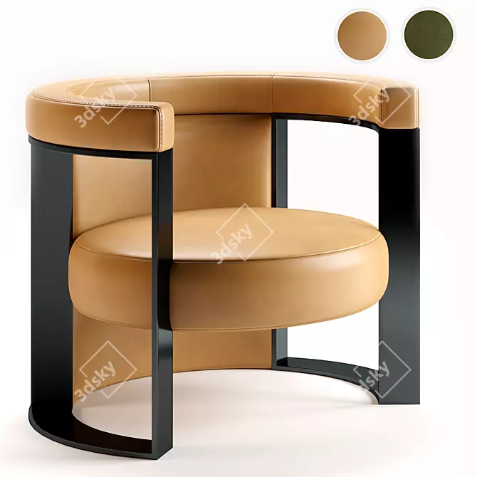 Luxury FENDI CASA Roger Armchair 3D model image 13