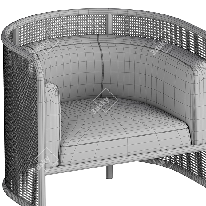 Elegant White Cane Accent Chair 3D model image 6