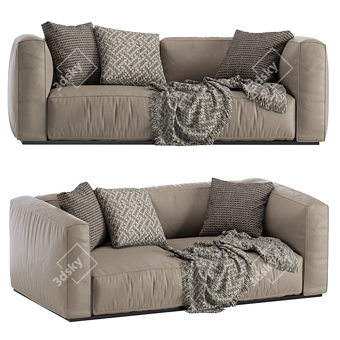 Modern Poliform Leather Sofa 3D model image 1