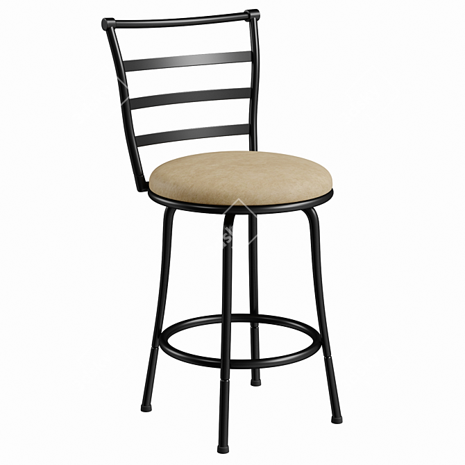 Elegant Ladder Back Swivel Barstool 3D model image 1