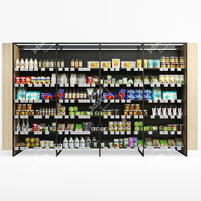 Supermarket Shelf: Food, Groceries, Sauce, Spices 3D model image 1