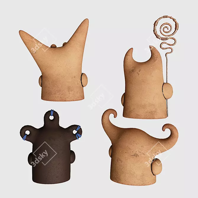 Tribal Ceramic Figurines Collection 3D model image 3