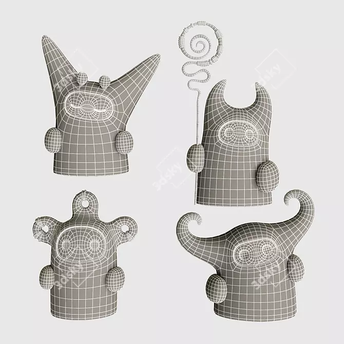 Tribal Ceramic Figurines Collection 3D model image 5