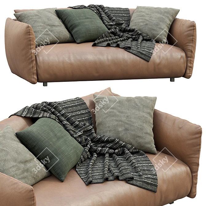 Meridiani Scott Leather Sofa - Modern Elegance for your Living Space! 3D model image 1