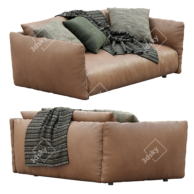 Meridiani Scott Leather Sofa - Modern Elegance for your Living Space! 3D model image 2