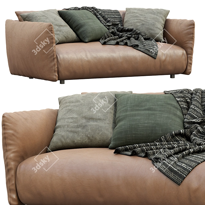 Meridiani Scott Leather Sofa - Modern Elegance for your Living Space! 3D model image 4
