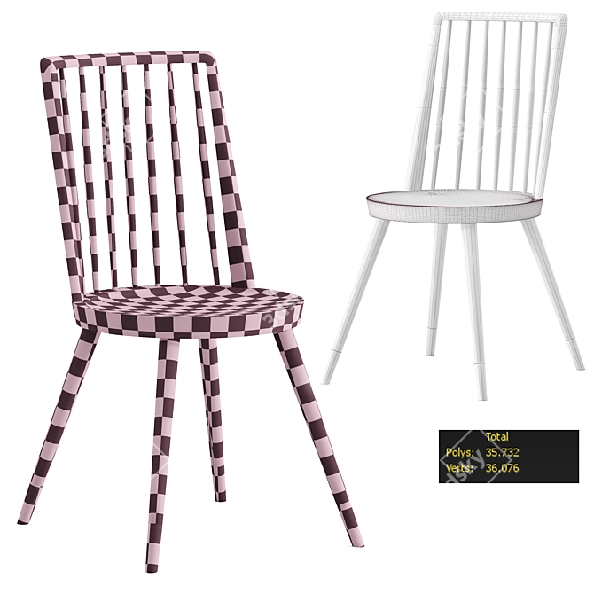 Sleek Walnut Chair: Miyazaki 3D model image 3