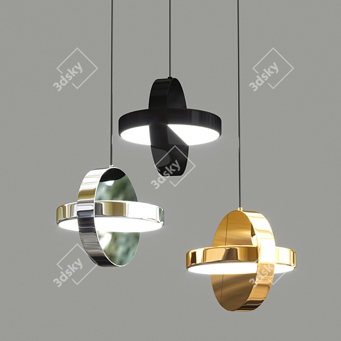 Elegant Brass Pendant Light 3D model image 1