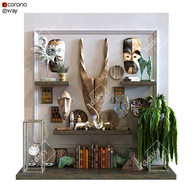 African Art Decor Set - 100 Pieces 3D model image 1