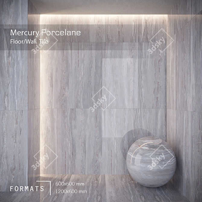 Glossy Grey Mercury Floor Tile 3D model image 4