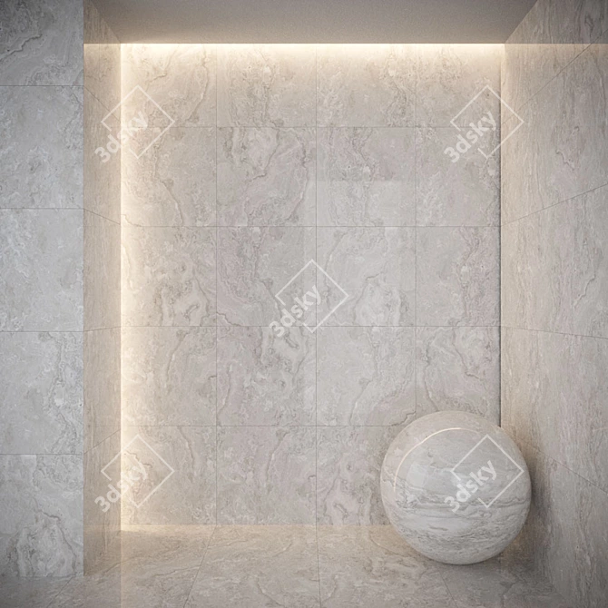 Salso Beige Glossy Marble Floor Tile 3D model image 2