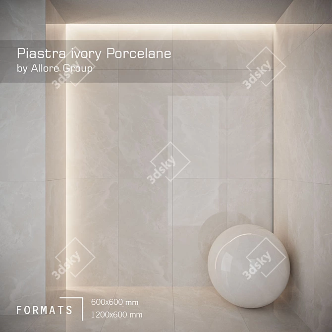 Beige Glossy Piastra Floor Tile 3D model image 1