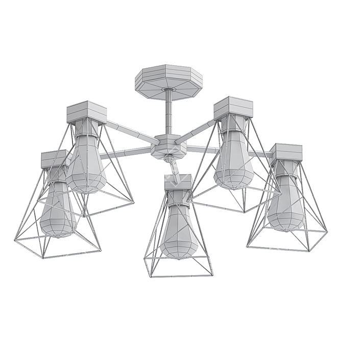 Industrial Black Loft Chandelier 3D model image 2