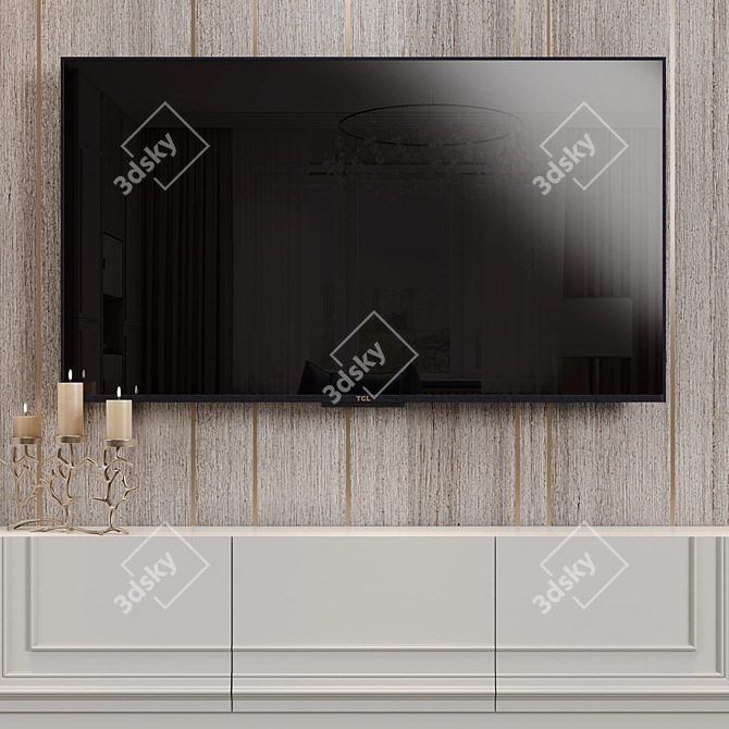 Elegant Neoclassical TV Wall 3D model image 4