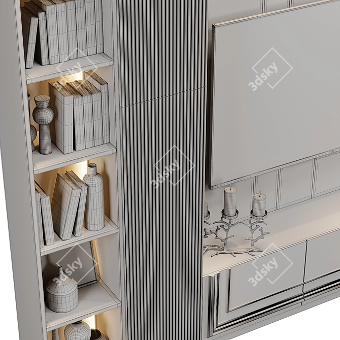 Elegant Neoclassical TV Wall 3D model image 2