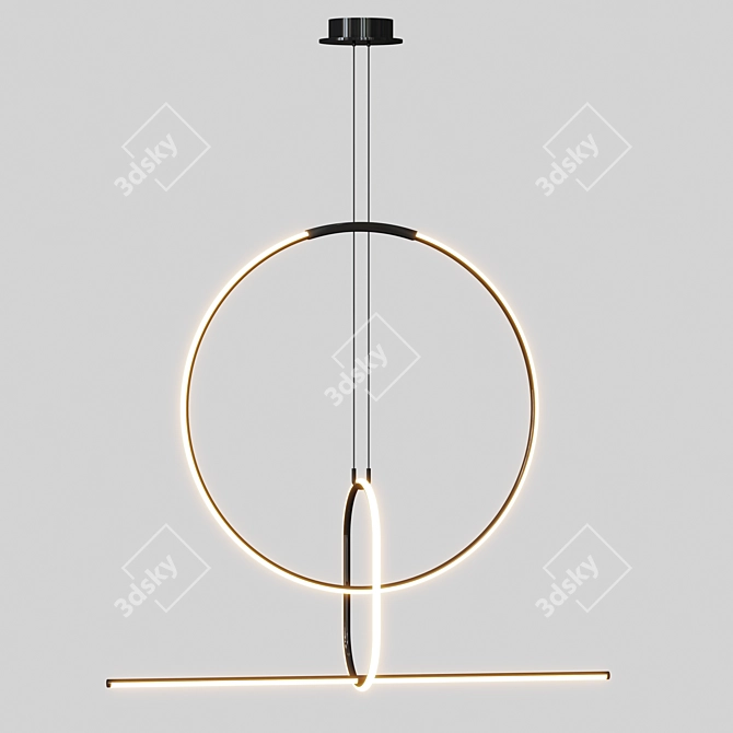 Elegant LED Ring Chandelier 3D model image 1