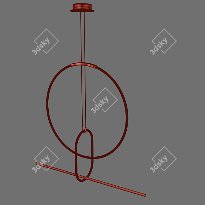 Elegant LED Ring Chandelier 3D model image 2