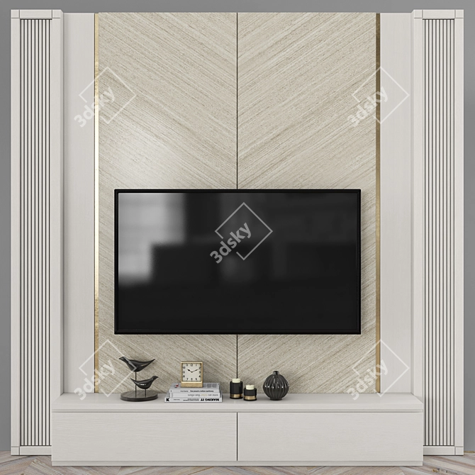 Sleek TV Wall Set with 65 Inch Screen 3D model image 1